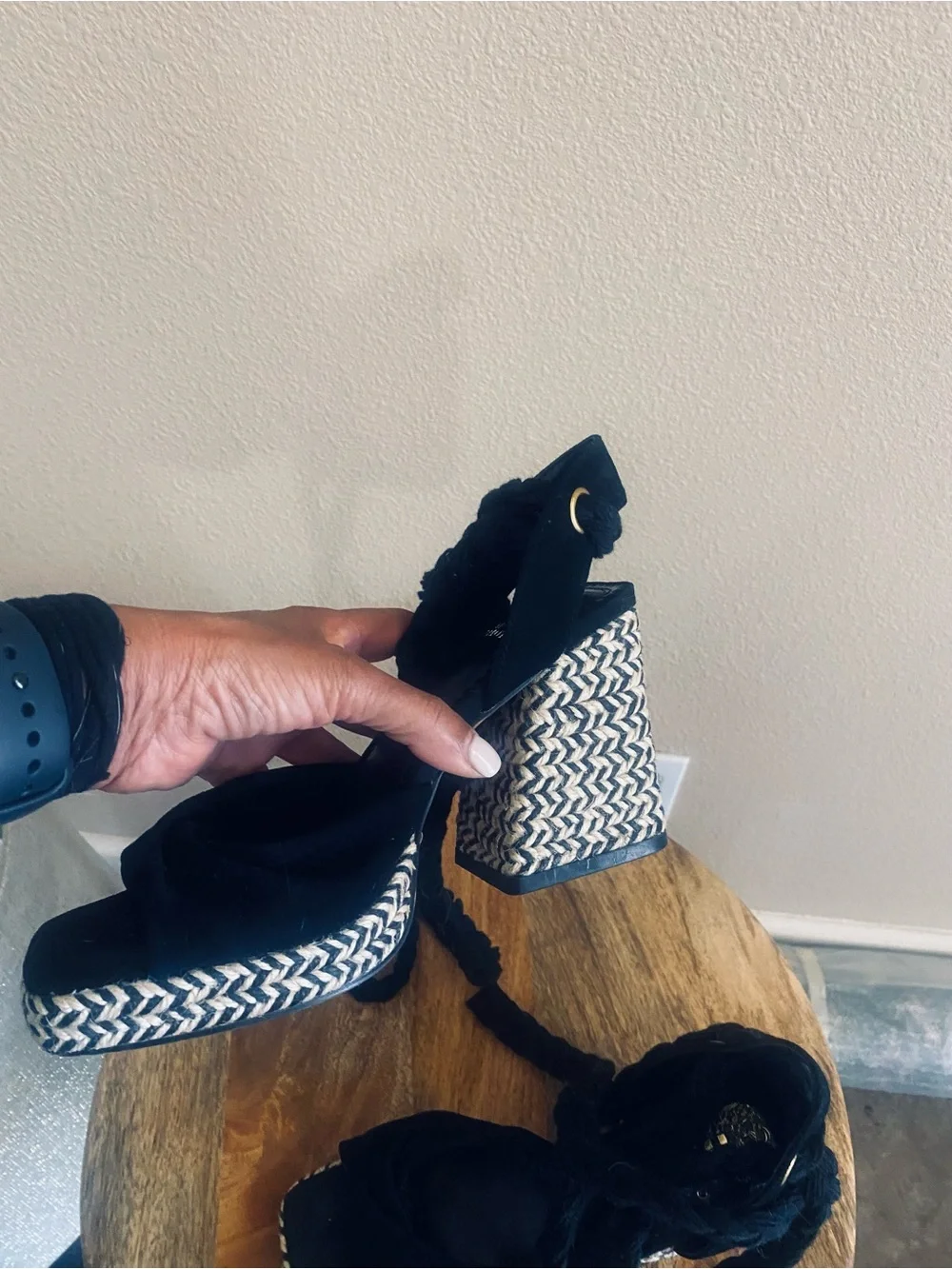 Vince Camuto Black Braided Espadrille Platform Sandals